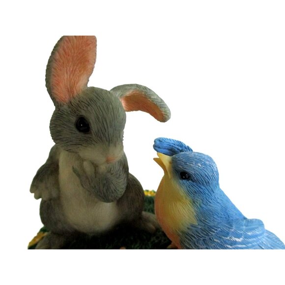 Fitz Floyd Charming Tails Binkey Bunny Bluebird Figurine A Little Bird Told Me - Picture 2 of 8